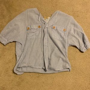 Blue and white striped shirt